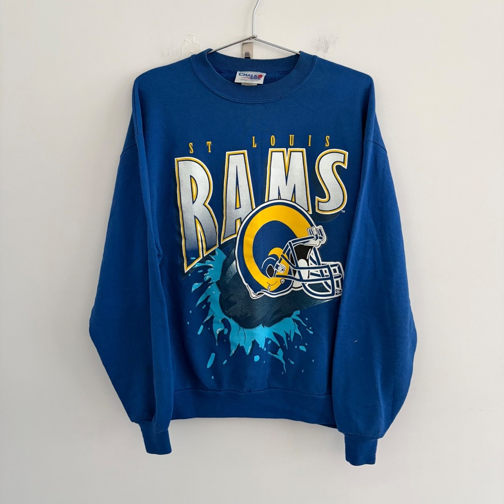 Vintage Chalk Line St Louis Rams Blue Graphic Sweatshirt Mens Large Made in USA